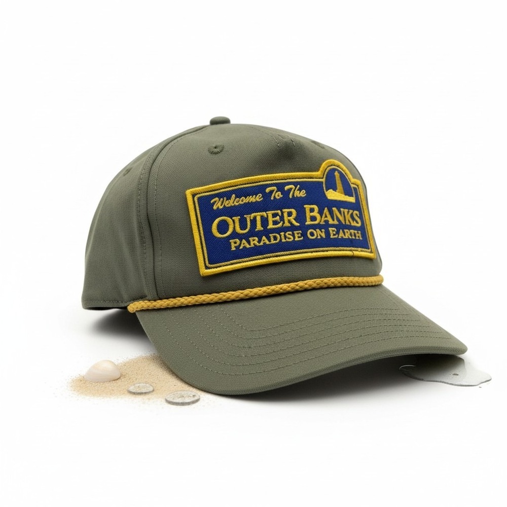 Netflix Outer‎ Banks Paradise On Earth Snapback Hat Olive Green Rope Cap OSFM